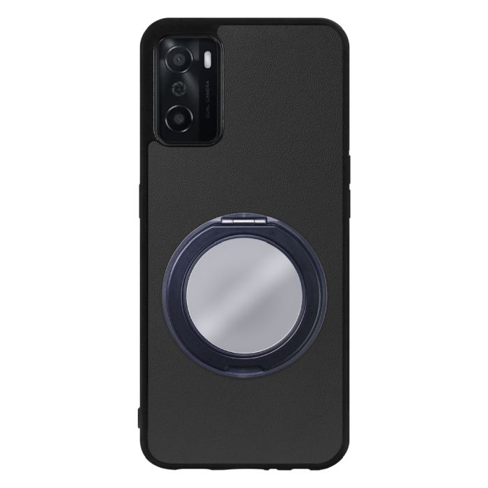 [ LOOF RING-SHELL (ミラー Ver.) ] OPPO A55s 5G CPH2309 / A102OP a55s5g スマホケース 背面 ケース カバー ミラー付きスマホリング スタンド 本革 レザー 落下防止  [ OPPO A55s 5G ]