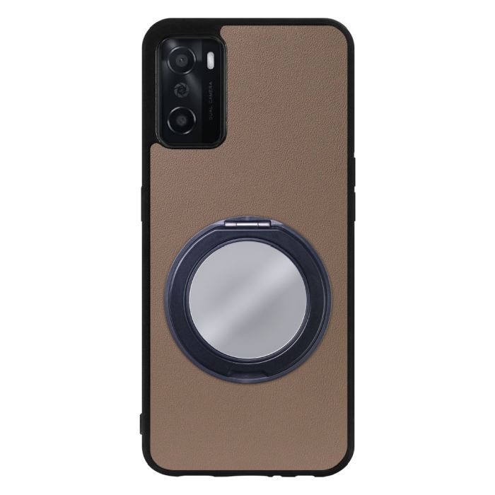 [ LOOF RING-SHELL (ミラー Ver.) ] OPPO A55s 5G CPH2309 / A102OP a55s5g スマホケース 背面 ケース カバー ミラー付きスマホリング スタンド 本革 レザー 落下防止  [ OPPO A55s 5G ]
