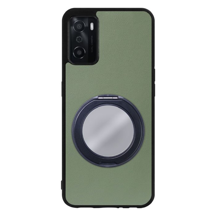 [ LOOF RING-SHELL (ミラー Ver.) ] OPPO A55s 5G CPH2309 / A102OP a55s5g スマホケース 背面 ケース カバー ミラー付きスマホリング スタンド 本革 レザー 落下防止  [ OPPO A55s 5G ]