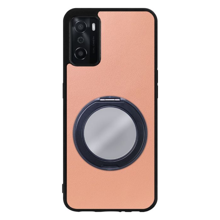[ LOOF RING-SHELL (ミラー Ver.) ] OPPO A55s 5G CPH2309 / A102OP a55s5g スマホケース 背面 ケース カバー ミラー付きスマホリング スタンド 本革 レザー 落下防止  [ OPPO A55s 5G ]
