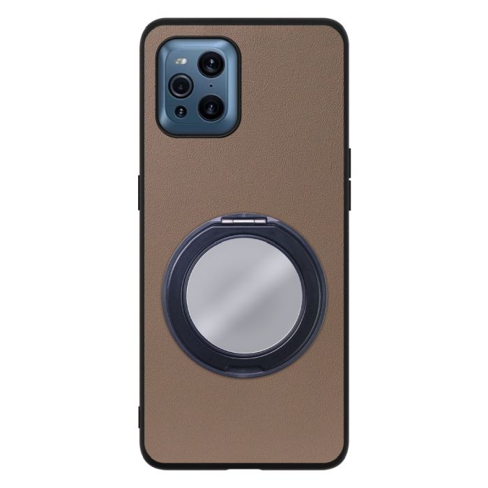 [ LOOF RING-SHELL (ミラー Ver.) ] OPPO Find X3 Pro OPG03 findx3pro x3pro findx3 スマホケース 背面 ケース カバー ミラー付きスマホリング スタンド 本革 レザー 落下防止  [ OPPO Find X3 Pro ]
