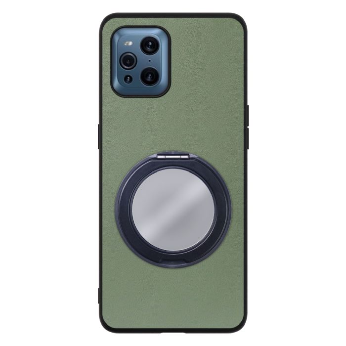 [ LOOF RING-SHELL (ミラー Ver.) ] OPPO Find X3 Pro OPG03 findx3pro x3pro findx3 スマホケース 背面 ケース カバー ミラー付きスマホリング スタンド 本革 レザー 落下防止  [ OPPO Find X3 Pro ]