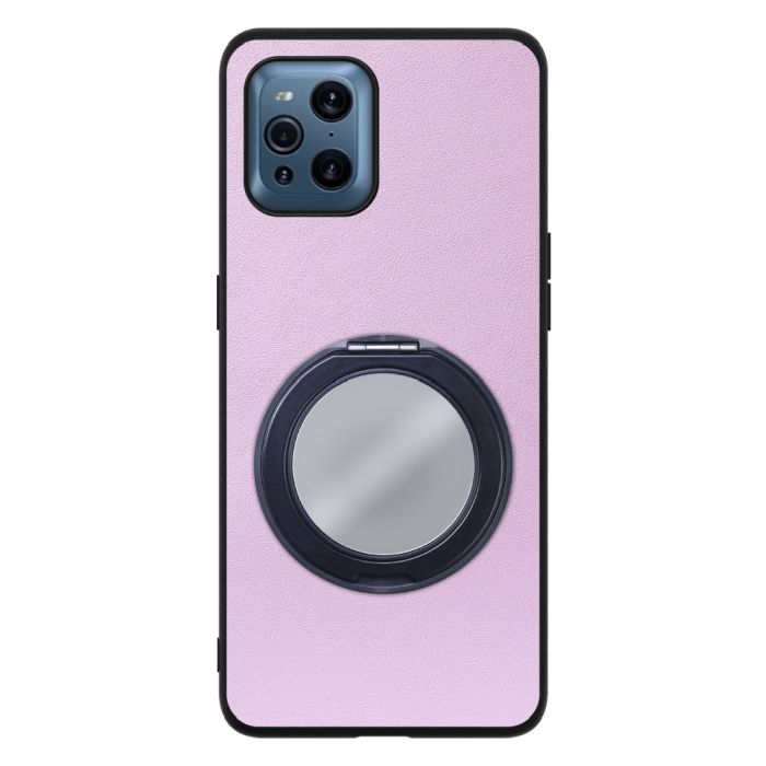 [ LOOF RING-SHELL (ミラー Ver.) ] OPPO Find X3 Pro OPG03 findx3pro x3pro findx3 スマホケース 背面 ケース カバー ミラー付きスマホリング スタンド 本革 レザー 落下防止  [ OPPO Find X3 Pro ]