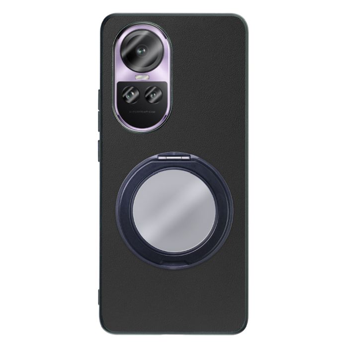 [ LOOF RING-SHELL (ミラー Ver.) ] OPPO Reno10 Pro 5G Reno10 Pro 10Pro スマホケース 背面 ケース カバー ミラー付きスマホリング スタンド 本革 レザー 落下防止  [ OPPO Reno10 Pro 5G ]