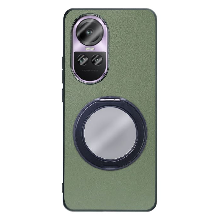 [ LOOF RING-SHELL (ミラー Ver.) ] OPPO Reno10 Pro 5G Reno10 Pro 10Pro スマホケース 背面 ケース カバー ミラー付きスマホリング スタンド 本革 レザー 落下防止  [ OPPO Reno10 Pro 5G ]