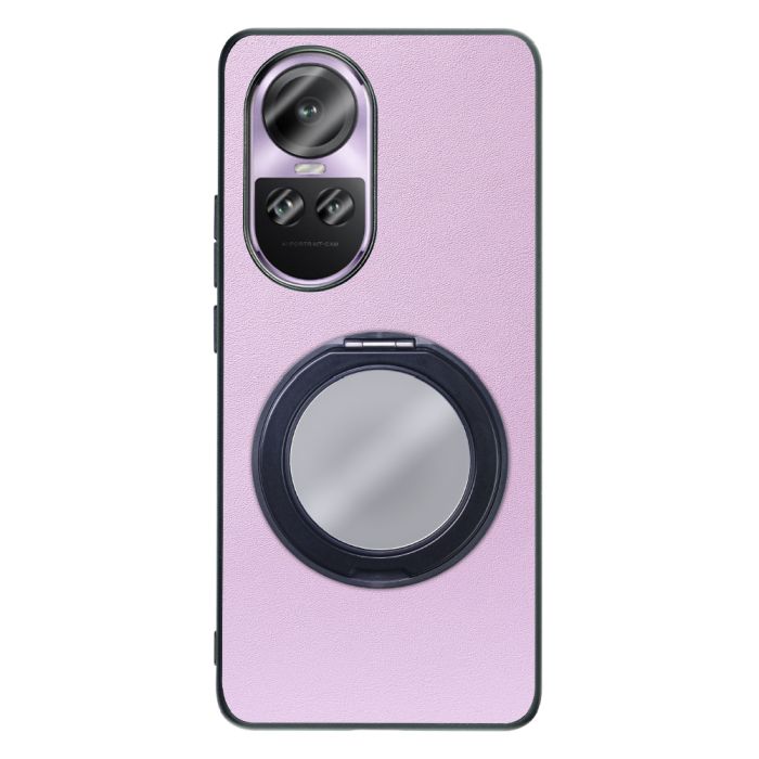 [ LOOF RING-SHELL (ミラー Ver.) ] OPPO Reno10 Pro 5G Reno10 Pro 10Pro スマホケース 背面 ケース カバー ミラー付きスマホリング スタンド 本革 レザー 落下防止  [ OPPO Reno10 Pro 5G ]