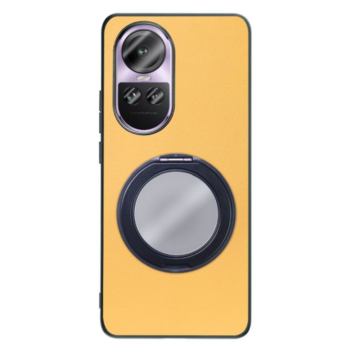 [ LOOF RING-SHELL (ミラー Ver.) ] OPPO Reno10 Pro 5G Reno10 Pro 10Pro スマホケース 背面 ケース カバー ミラー付きスマホリング スタンド 本革 レザー 落下防止  [ OPPO Reno10 Pro 5G ]