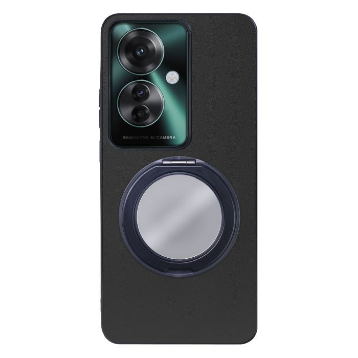 [ LOOF RING-SHELL (ミラー Ver.) ] OPPO Reno11 A  スマホケース 背面 ケース カバー ミラー付きスマホリング スタンド 本革 レザー 落下防止  [ OPPO Reno11 A ]