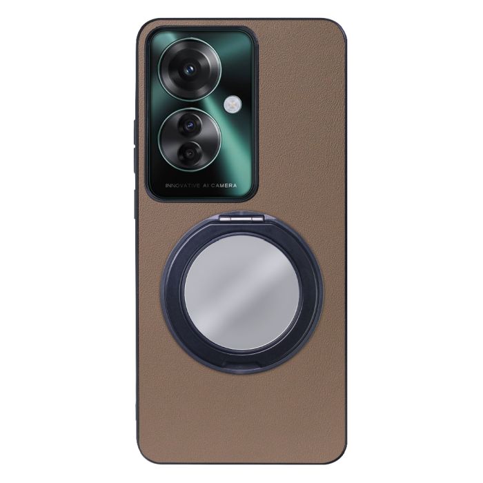 [ LOOF RING-SHELL (ミラー Ver.) ] OPPO Reno11 A  スマホケース 背面 ケース カバー ミラー付きスマホリング スタンド 本革 レザー 落下防止  [ OPPO Reno11 A ]