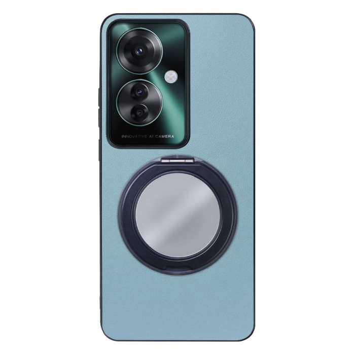 [ LOOF RING-SHELL (ミラー Ver.) ] OPPO Reno11 A  スマホケース 背面 ケース カバー ミラー付きスマホリング スタンド 本革 レザー 落下防止  [ OPPO Reno11 A ]