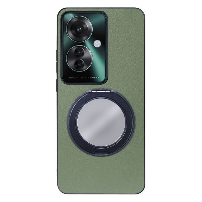 [ LOOF RING-SHELL (ミラー Ver.) ] OPPO Reno11 A  スマホケース 背面 ケース カバー ミラー付きスマホリング スタンド 本革 レザー 落下防止  [ OPPO Reno11 A ]