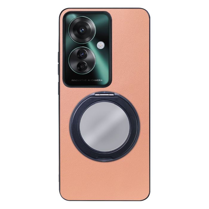 [ LOOF RING-SHELL (ミラー Ver.) ] OPPO Reno11 A  スマホケース 背面 ケース カバー ミラー付きスマホリング スタンド 本革 レザー 落下防止  [ OPPO Reno11 A ]