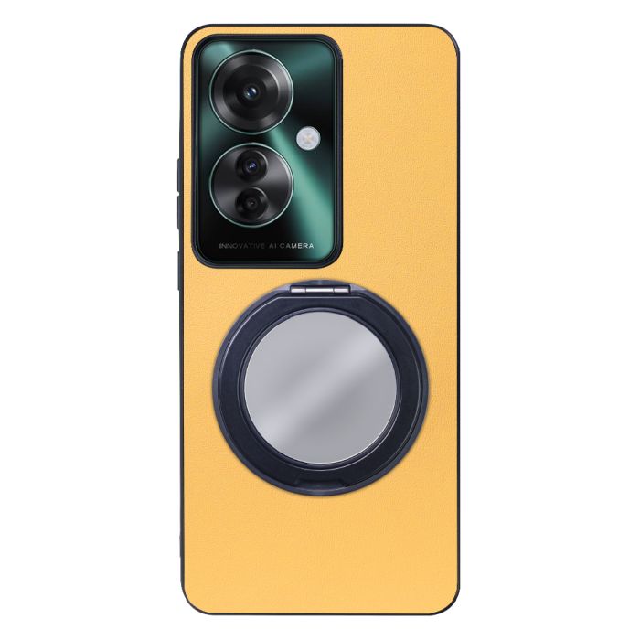 [ LOOF RING-SHELL (ミラー Ver.) ] OPPO Reno11 A  スマホケース 背面 ケース カバー ミラー付きスマホリング スタンド 本革 レザー 落下防止  [ OPPO Reno11 A ]