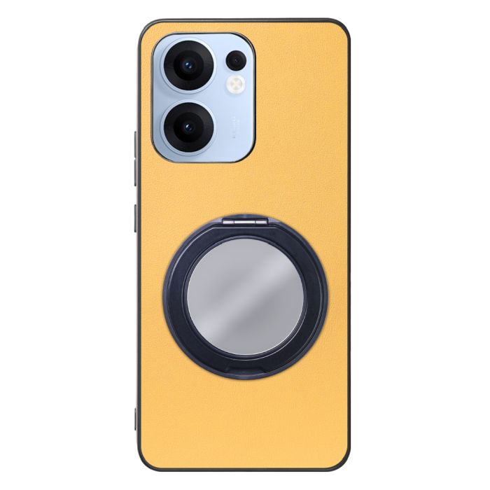[ LOOF RING-SHELL (ミラー Ver.) ] OPPO Reno13 A  スマホケース 背面 ケース カバー ミラー付きスマホリング スタンド 本革 レザー 落下防止  [ OPPO Reno13 A ]