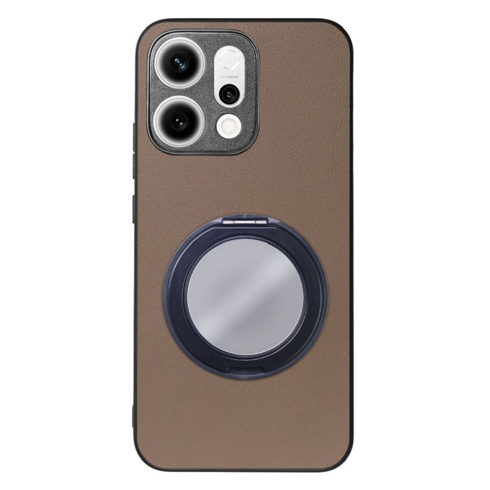 [ LOOF RING-SHELL (ミラー Ver.) ] OPPO Reno14 5G  スマホケース 背面 ケース カバー ミラー付きスマホリング スタンド 本革 レザー 落下防止  [ OPPO Reno14 5G ]