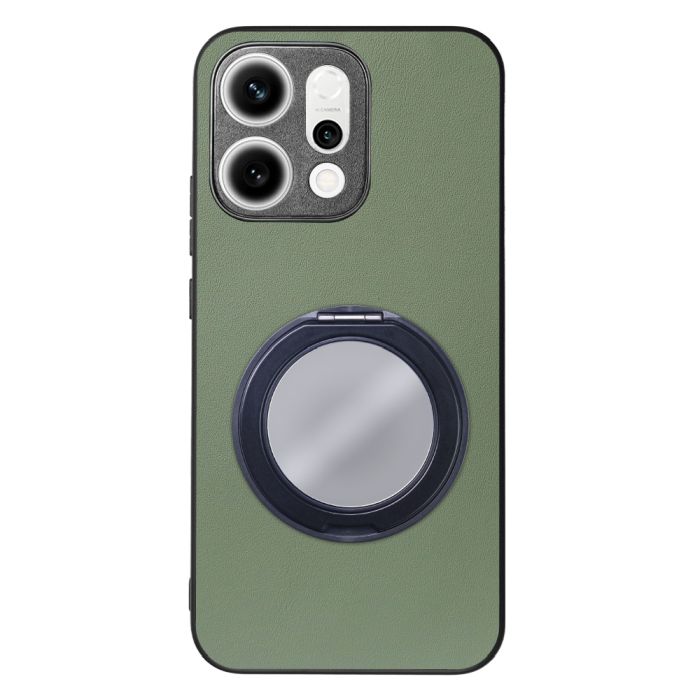 [ LOOF RING-SHELL (ミラー Ver.) ] OPPO Reno14 5G  スマホケース 背面 ケース カバー ミラー付きスマホリング スタンド 本革 レザー 落下防止  [ OPPO Reno14 5G ]