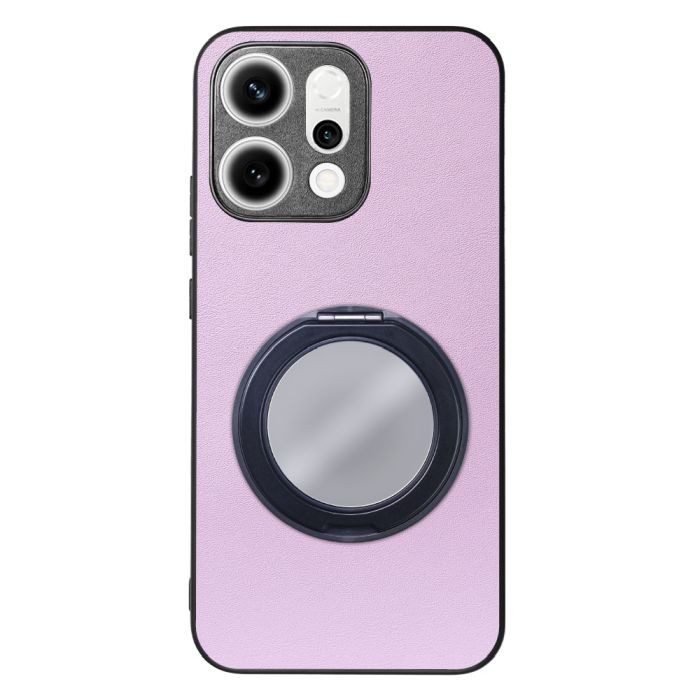 [ LOOF RING-SHELL (ミラー Ver.) ] OPPO Reno14 5G  スマホケース 背面 ケース カバー ミラー付きスマホリング スタンド 本革 レザー 落下防止  [ OPPO Reno14 5G ]