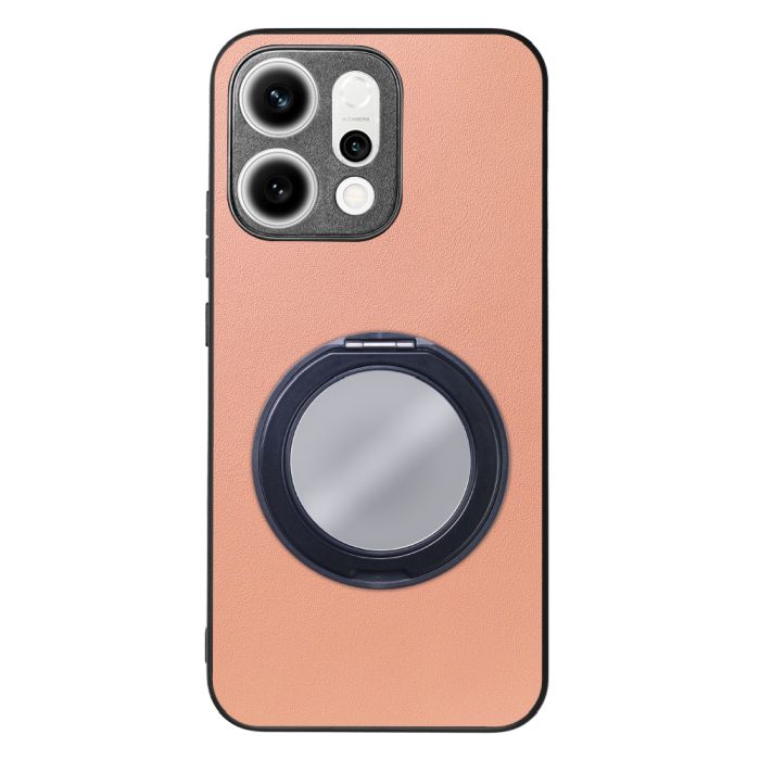 [ LOOF RING-SHELL (ミラー Ver.) ] OPPO Reno14 5G  スマホケース 背面 ケース カバー ミラー付きスマホリング スタンド 本革 レザー 落下防止  [ OPPO Reno14 5G ]