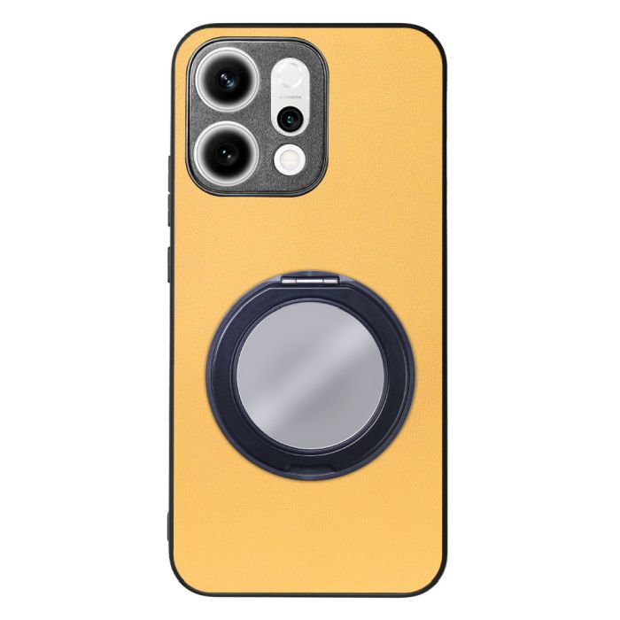 [ LOOF RING-SHELL (ミラー Ver.) ] OPPO Reno14 5G  スマホケース 背面 ケース カバー ミラー付きスマホリング スタンド 本革 レザー 落下防止  [ OPPO Reno14 5G ]