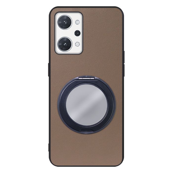 [ LOOF RING-SHELL (ミラー Ver.) ] OPPO Reno7 A / Reno9 A OPG04 / CPH2523 reno7a reno 7a reno9a reno 9a スマホケース 背面 ケース カバー ミラー付きスマホリング スタンド 本革 レザー 落下防止  [ OPPO Reno7 A / Reno9 A ]