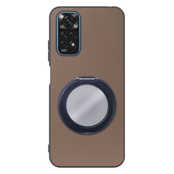 [ LOOF RING-SHELL (ミラー Ver.) ] Xiaomi Redmi Note 11 redminote11 note11 スマホケース 背面 ケース カバー ミラー付きスマホリング スタンド 本革 レザー 落下防止  [ Redmi Note 11 ]