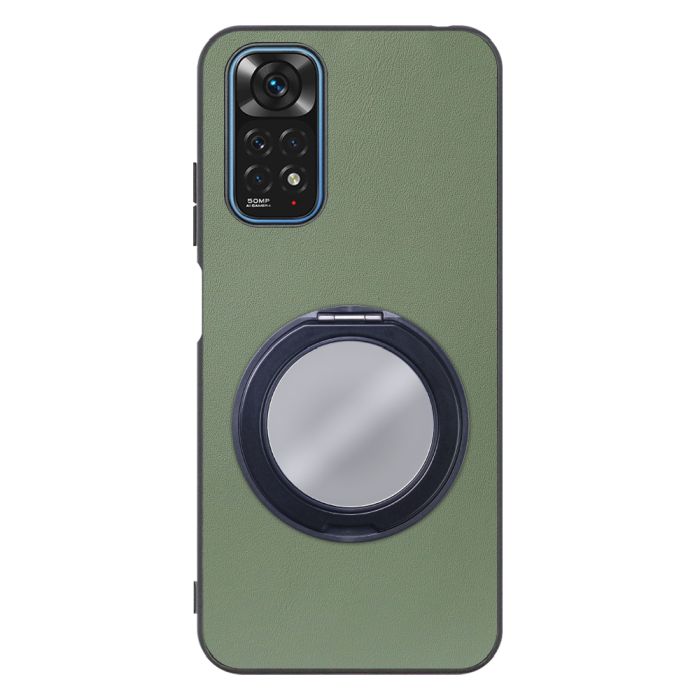 [ LOOF RING-SHELL (ミラー Ver.) ] Xiaomi Redmi Note 11 redminote11 note11 スマホケース 背面 ケース カバー ミラー付きスマホリング スタンド 本革 レザー 落下防止  [ Redmi Note 11 ]