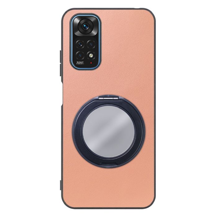 [ LOOF RING-SHELL (ミラー Ver.) ] Xiaomi Redmi Note 11 redminote11 note11 スマホケース 背面 ケース カバー ミラー付きスマホリング スタンド 本革 レザー 落下防止  [ Redmi Note 11 ]