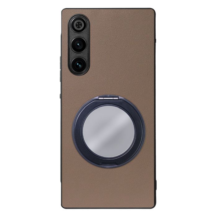 [ LOOF RING-SHELL (ミラー Ver.) ] REDMAGIC 10 Air nubia スマホケース 背面 ケース カバー ミラー付きスマホリング スタンド 本革 レザー 落下防止  [ REDMAGIC 10 Air ]