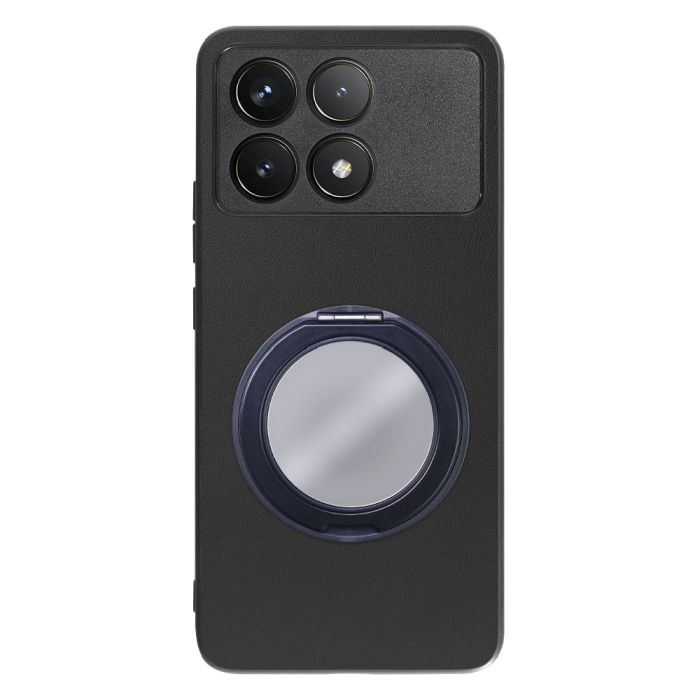 [ LOOF RING-SHELL (ミラー Ver.) ] POCO F6 Pro  スマホケース 背面 ケース カバー ミラー付きスマホリング スタンド 本革 レザー 落下防止  [ POCO F6 Pro ]