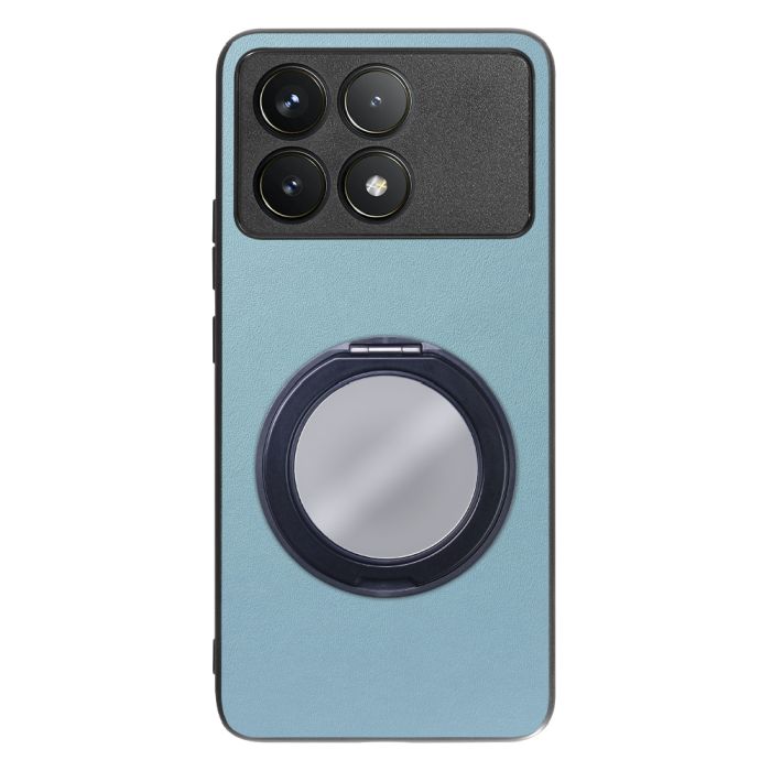 [ LOOF RING-SHELL (ミラー Ver.) ] POCO F6 Pro  スマホケース 背面 ケース カバー ミラー付きスマホリング スタンド 本革 レザー 落下防止  [ POCO F6 Pro ]