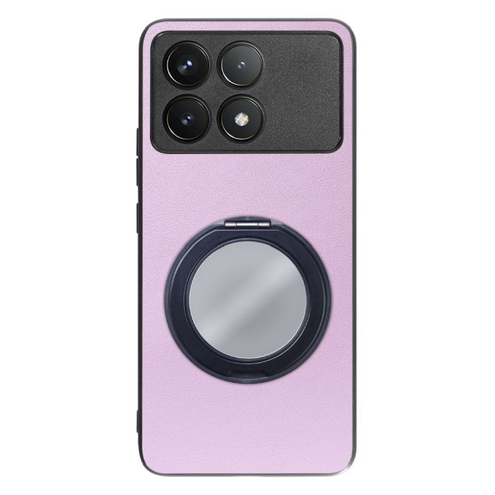 [ LOOF RING-SHELL (ミラー Ver.) ] POCO F6 Pro  スマホケース 背面 ケース カバー ミラー付きスマホリング スタンド 本革 レザー 落下防止  [ POCO F6 Pro ]