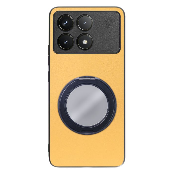 [ LOOF RING-SHELL (ミラー Ver.) ] POCO F6 Pro  スマホケース 背面 ケース カバー ミラー付きスマホリング スタンド 本革 レザー 落下防止  [ POCO F6 Pro ]