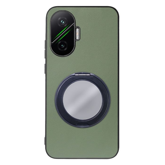 [ LOOF RING-SHELL (ミラー Ver.) ] POCO F7 Xiaomi シャオミ スマホケース 背面 ケース カバー ミラー付きスマホリング スタンド 本革 レザー 落下防止  [ POCO F7 ]