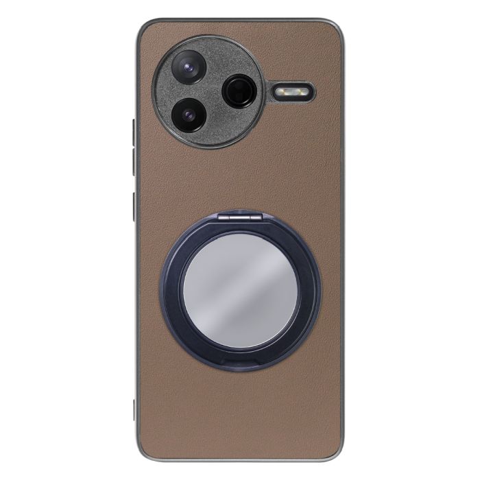 [ LOOF RING-SHELL (ミラー Ver.) ] POCO F7 Pro Xiaomi シャオミ スマホケース 背面 ケース カバー ミラー付きスマホリング スタンド 本革 レザー 落下防止  [ POCO F7 Pro ]