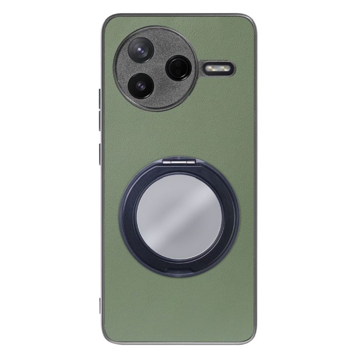 [ LOOF RING-SHELL (ミラー Ver.) ] POCO F7 Pro Xiaomi シャオミ スマホケース 背面 ケース カバー ミラー付きスマホリング スタンド 本革 レザー 落下防止  [ POCO F7 Pro ]