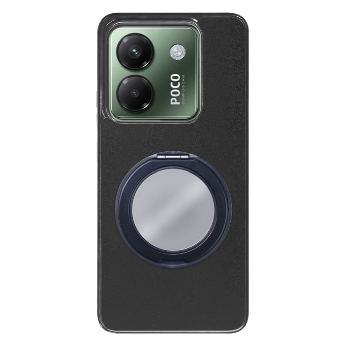 [ LOOF RING-SHELL (ミラー Ver.) ] POCO M7 Pro 5G Xiaomi シャオミ スマホケース 背面 ケース カバー ミラー付きスマホリング スタンド 本革 レザー 落下防止  [ POCO M7 Pro 5G ]