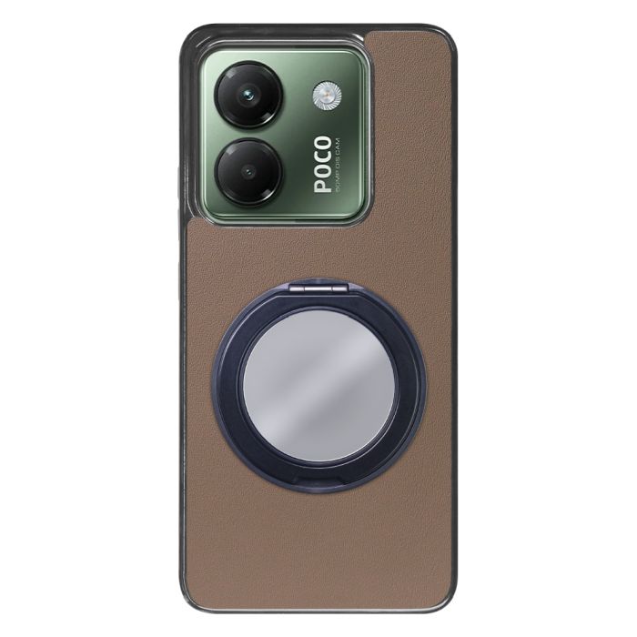 [ LOOF RING-SHELL (ミラー Ver.) ] POCO M7 Pro 5G Xiaomi シャオミ スマホケース 背面 ケース カバー ミラー付きスマホリング スタンド 本革 レザー 落下防止  [ POCO M7 Pro 5G ]