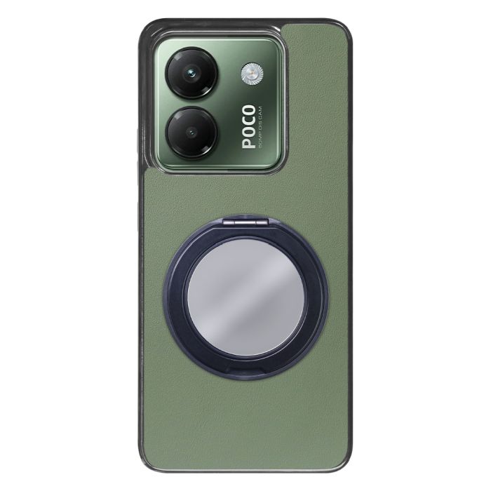[ LOOF RING-SHELL (ミラー Ver.) ] POCO M7 Pro 5G Xiaomi シャオミ スマホケース 背面 ケース カバー ミラー付きスマホリング スタンド 本革 レザー 落下防止  [ POCO M7 Pro 5G ]