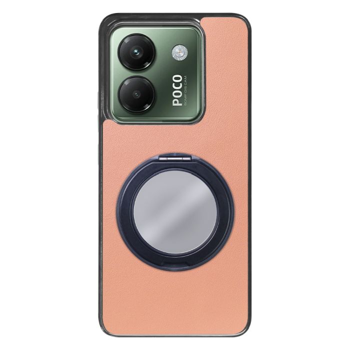 [ LOOF RING-SHELL (ミラー Ver.) ] POCO M7 Pro 5G Xiaomi シャオミ スマホケース 背面 ケース カバー ミラー付きスマホリング スタンド 本革 レザー 落下防止  [ POCO M7 Pro 5G ]