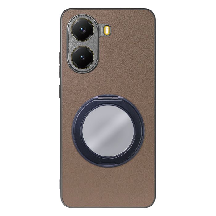 [ LOOF RING-SHELL (ミラー Ver.) ] POCO X7 Pro Xiaomi スマホケース 背面 ケース カバー ミラー付きスマホリング スタンド 本革 レザー 落下防止  [ POCO X7 Pro ]