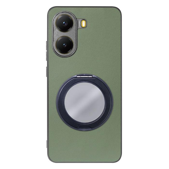 [ LOOF RING-SHELL (ミラー Ver.) ] POCO X7 Pro Xiaomi スマホケース 背面 ケース カバー ミラー付きスマホリング スタンド 本革 レザー 落下防止  [ POCO X7 Pro ]