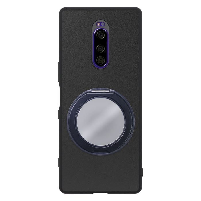 [ LOOF RING-SHELL (ミラー Ver.) ] Xperia 1 / 1 Professional Edition xperia1 スマホケース 背面 ケース カバー ミラー付きスマホリング スタンド 本革 レザー 落下防止  [ Xperia 1 / 1 Professional Edition ]
