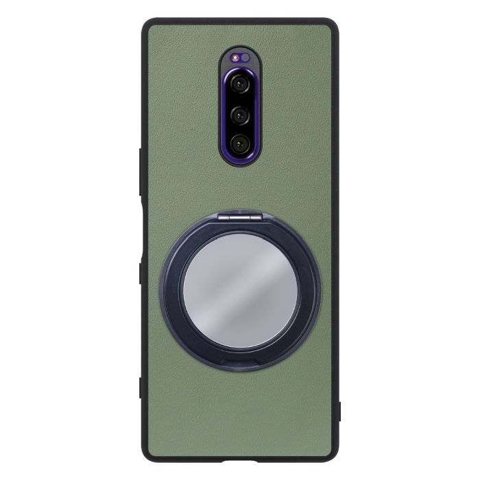 [ LOOF RING-SHELL (ミラー Ver.) ] Xperia 1 / 1 Professional Edition xperia1 スマホケース 背面 ケース カバー ミラー付きスマホリング スタンド 本革 レザー 落下防止  [ Xperia 1 / 1 Professional Edition ]