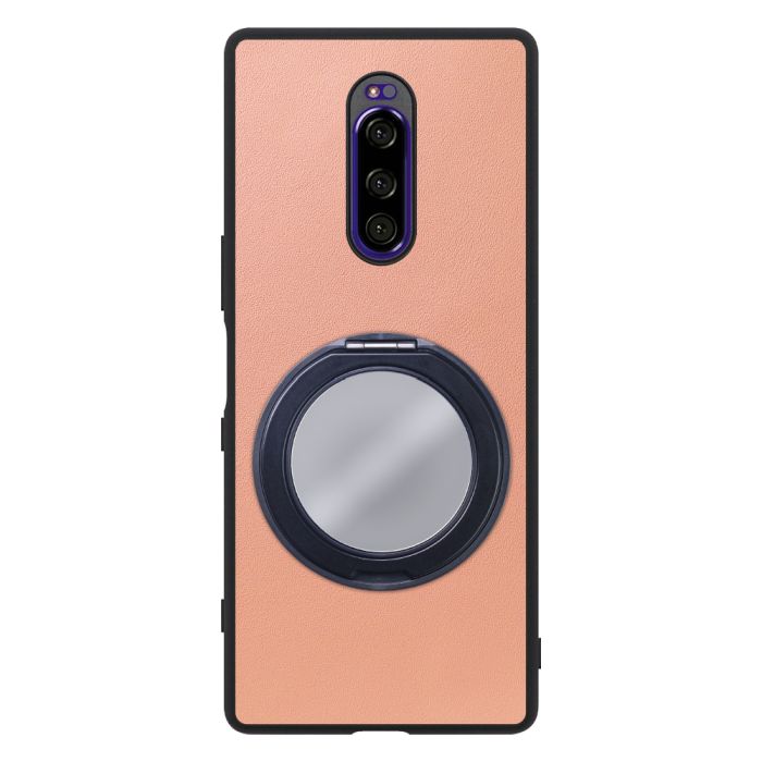 [ LOOF RING-SHELL (ミラー Ver.) ] Xperia 1 / 1 Professional Edition xperia1 スマホケース 背面 ケース カバー ミラー付きスマホリング スタンド 本革 レザー 落下防止  [ Xperia 1 / 1 Professional Edition ]