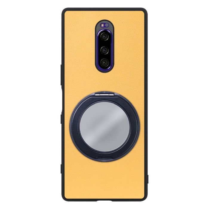 [ LOOF RING-SHELL (ミラー Ver.) ] Xperia 1 / 1 Professional Edition xperia1 スマホケース 背面 ケース カバー ミラー付きスマホリング スタンド 本革 レザー 落下防止  [ Xperia 1 / 1 Professional Edition ]