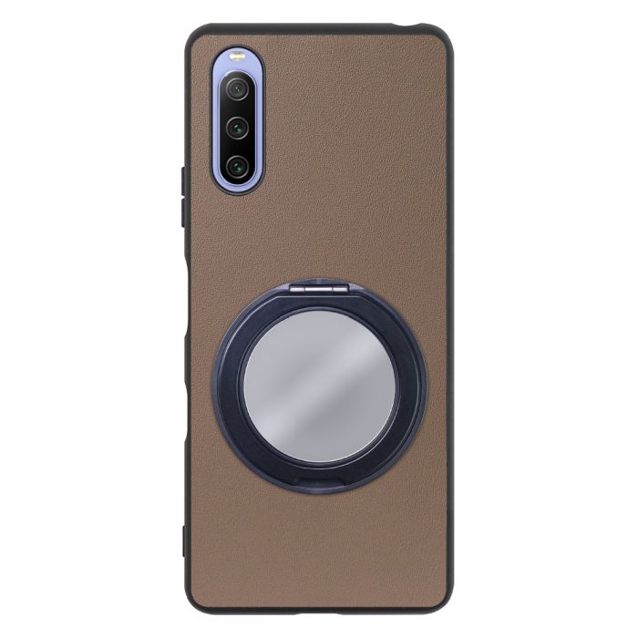 [ LOOF RING-SHELL (ミラー Ver.) ] Xperia 10 III /  10 III Lite Xperia10III 10III xperia10 スマホケース 背面 ケース カバー ミラー付きスマホリング スタンド 本革 レザー 落下防止  [ Xperia 10 III / Lite ]