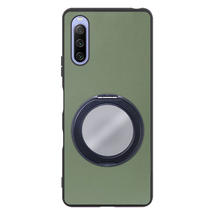 [ LOOF RING-SHELL (ミラー Ver.) ] Xperia 10 III /  10 III Lite Xperia10III 10III xperia10 スマホケース 背面 ケース カバー ミラー付きスマホリング スタンド 本革 レザー 落下防止  [ Xperia 10 III / Lite ]