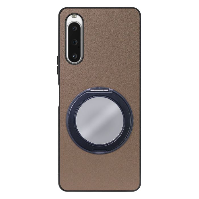 [ LOOF RING-SHELL (ミラー Ver.) ] Xperia 10 V SOG11 / SO-52D 10V xperia10V スマホケース 背面 ケース カバー ミラー付きスマホリング スタンド 本革 レザー 落下防止  [ Xperia 10 V ]