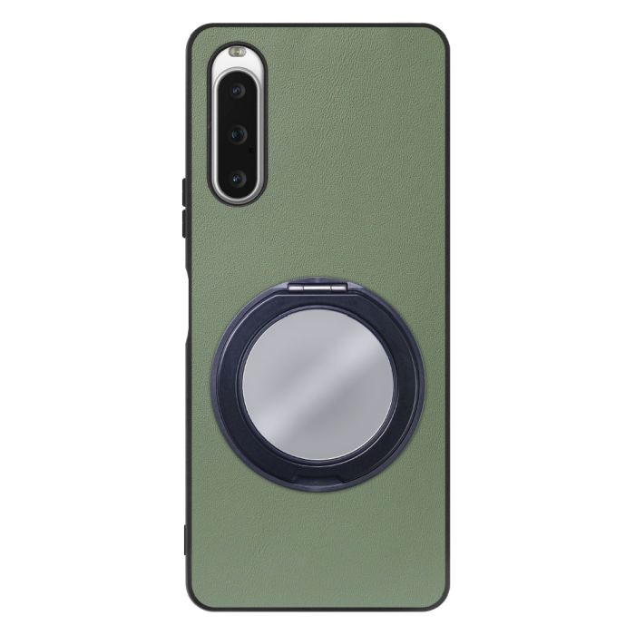 [ LOOF RING-SHELL (ミラー Ver.) ] Xperia 10 V SOG11 / SO-52D 10V xperia10V スマホケース 背面 ケース カバー ミラー付きスマホリング スタンド 本革 レザー 落下防止  [ Xperia 10 V ]
