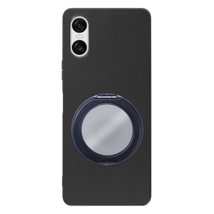 [ LOOF RING-SHELL (ミラー Ver.) ] Xperia 10 VI  スマホケース 背面 ケース カバー ミラー付きスマホリング スタンド 本革 レザー 落下防止  [ Xperia 10 VI ]